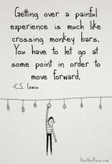 Getting over a painful experience is like crossing monkey bars