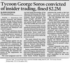 Soros convicted of insider trading in France 2002