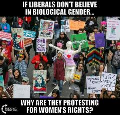 If libs dont believe in gender why are they protesting for womens rights