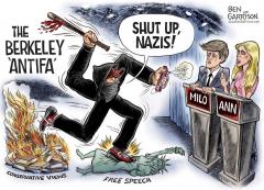 Berkeley Antifa Fascist Communist Enemy of Free Speech - Ben Garrison cartoon grrrgraphics