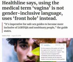 STOP THIS MADNESS Healthline censors the word Vagina and rephrases the reference to Front Hole