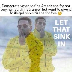 Democrats voted to fine Americans for not having healthcare and to give it to illegals for free