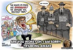 Are you woke - Try being AWAKE Ben Garrison cartoon GrrrGraphics