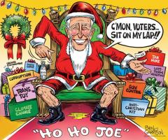 Ben Garrison GrrrGraphics carton Ho Ho Joe Biden as Santa waiting for voters to sit on his lap