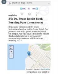Dr Seuss Racist Book Burning at Ocean Beach