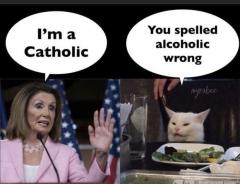 Nancy Pelosi spelled Alcoholic Wrong