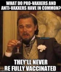 What do pro vaxxers and anti-vaxxers have in common - They will never be fully vaccinated JOKE