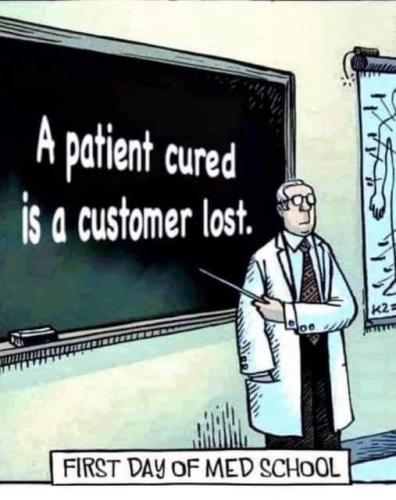 health a patient cured is a customer lost