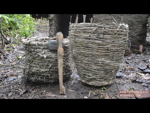 Baskets and stone hatchet