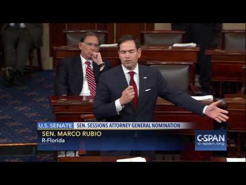 Sen Marco Rubio R FL Outstanding Address of the Elisabeth Warren Attack on Sessions That Caused Her to be Reprimanded