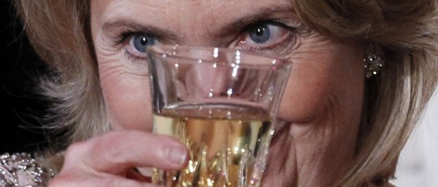 Hillary Clinton takes a shot and looks deranged