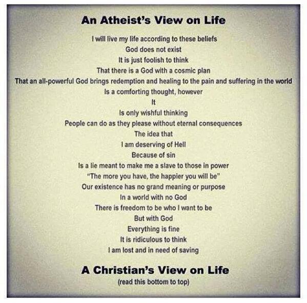 An atheists view on life VS A Christians View on Life