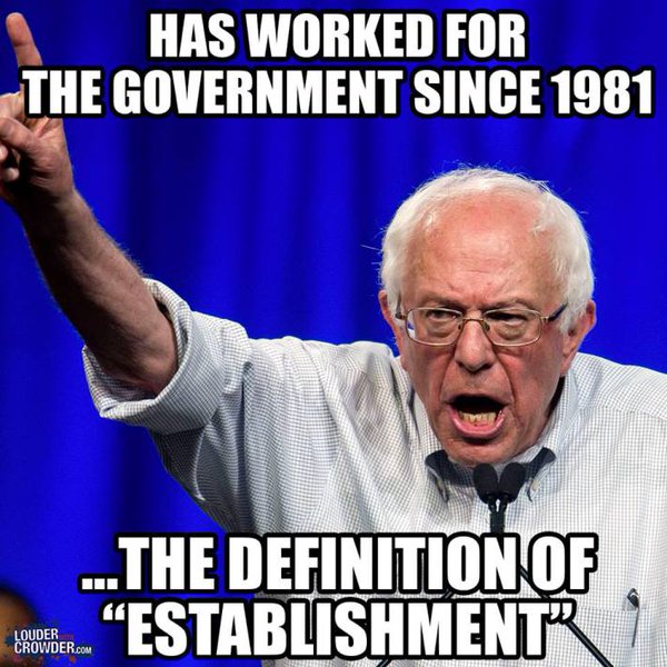 Bernie Sanders  is the Definition of Establishment  Worked For Gov Since 1981