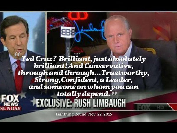 Rush Limbaugh on Ted Cruz  quote Brilliant just absolutely brilliant