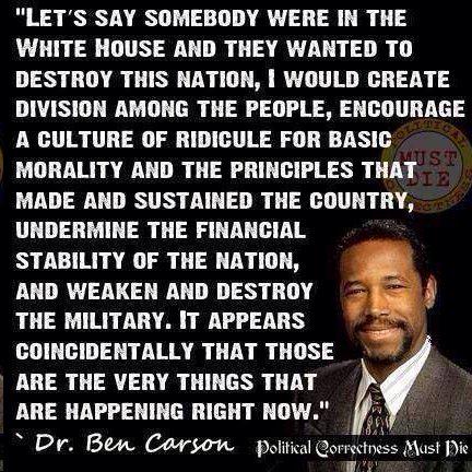 Ben Carson Quote Lets say someone in the white house wanted to destroy this nation