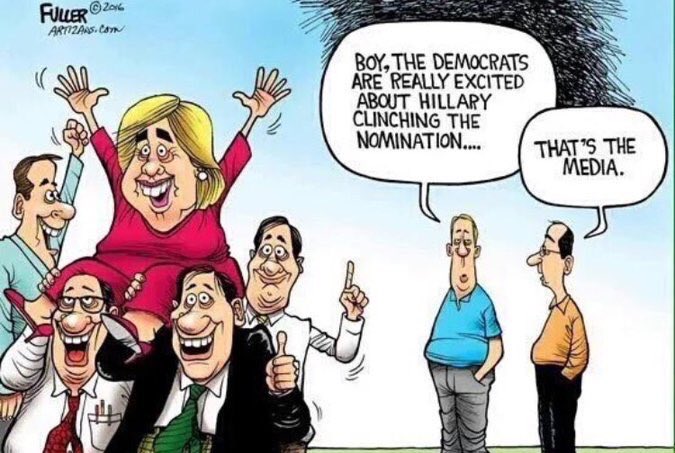 Media Super excited about Hillary Clinton nomination Democrats not so much