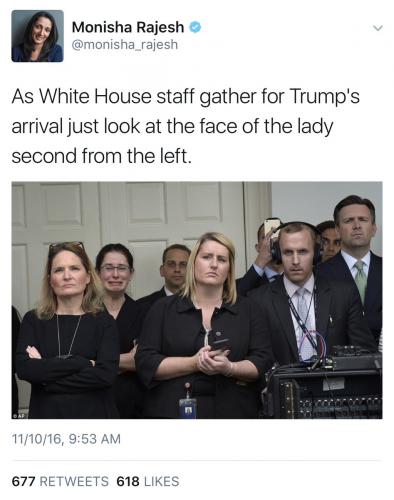 White House staff gather for Trumps arrival - just look at their faces