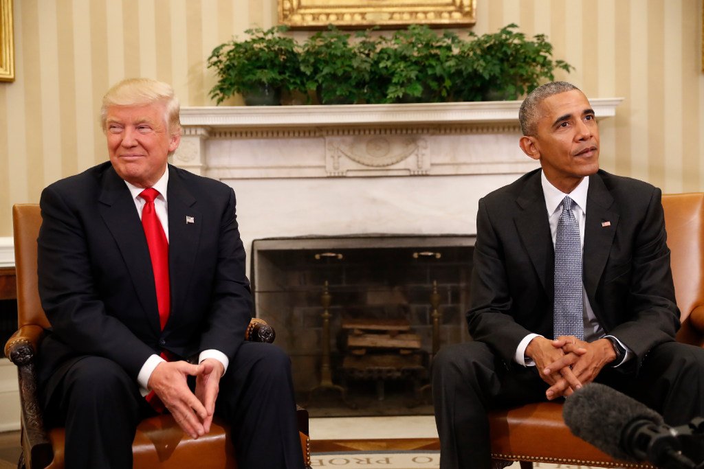 Trump and Obama - look in opposite directions