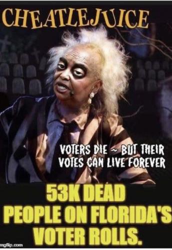 Cheatle Juice 53K dead people on floridas voter rolls